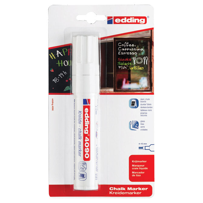Marker-kreda za steklo 4-15mm edding 4090/1 beli blister