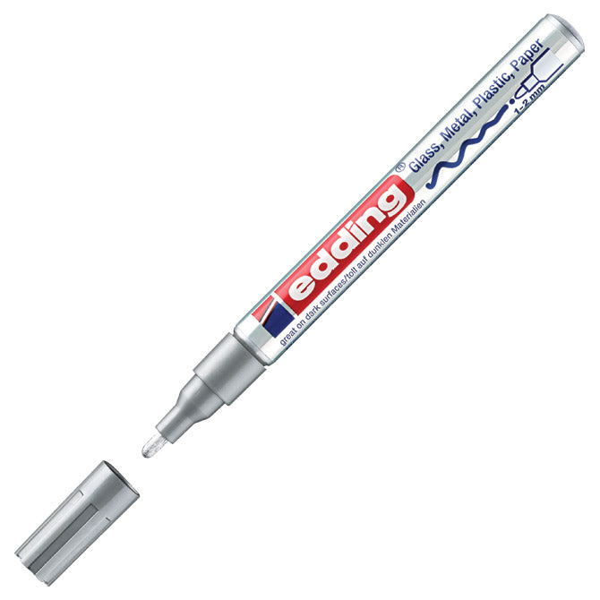 Marker trajni sijajni lakirajoči 1-2mm edding 751 srebrni