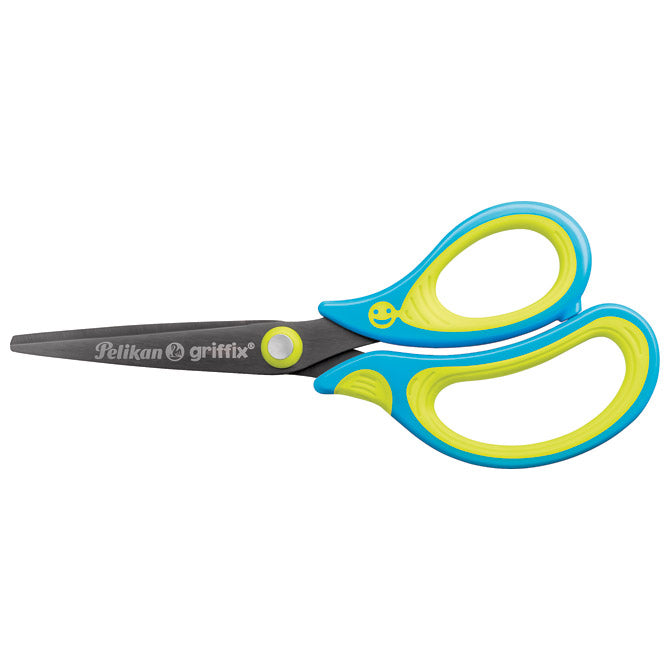 ŠKARE ŠKOLSKE 15CM GRIFFIX PELIKAN 810241 NEON PLAVO-ŽUTE BLISTER