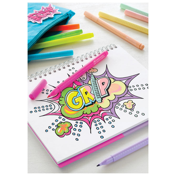 Šolski flomaster 10 barv grip neon plus pastel faber castell 155312 blister