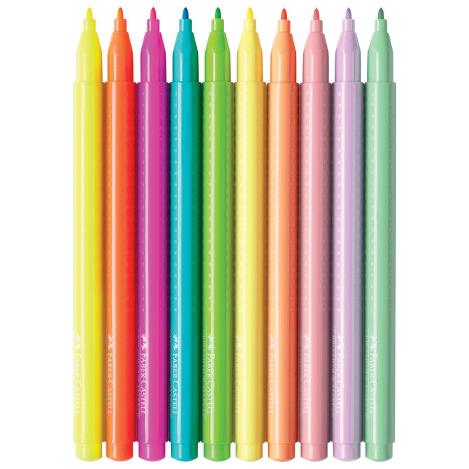Šolski flomaster 10 barv grip neon plus pastel faber castell 155312 blister