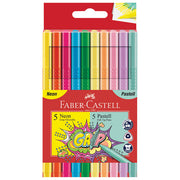 Šolski flomaster 10 barv grip neon plus pastel faber castell 155312 blister