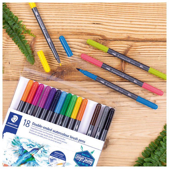 Flomaster 18barv dvostranski akvarel design journey staedtler 3001 tb18 blister