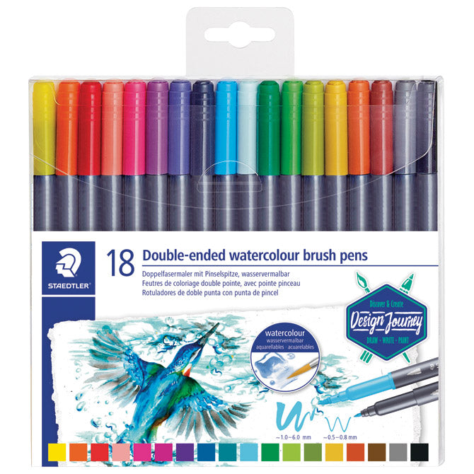 Flomaster 18barv dvostranski akvarel design journey staedtler 3001 tb18 blister
