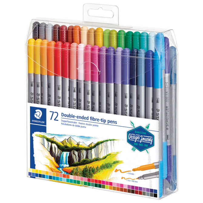 Flomaster 72barvni obojestranski z 2 konicama design journey staedtler 3200 tb72 blister