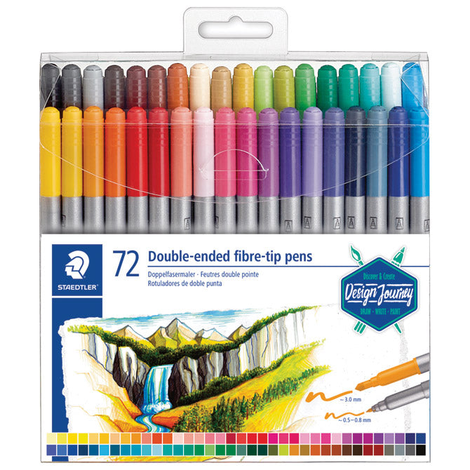 Flomaster 72barvni obojestranski z 2 konicama design journey staedtler 3200 tb72 blister