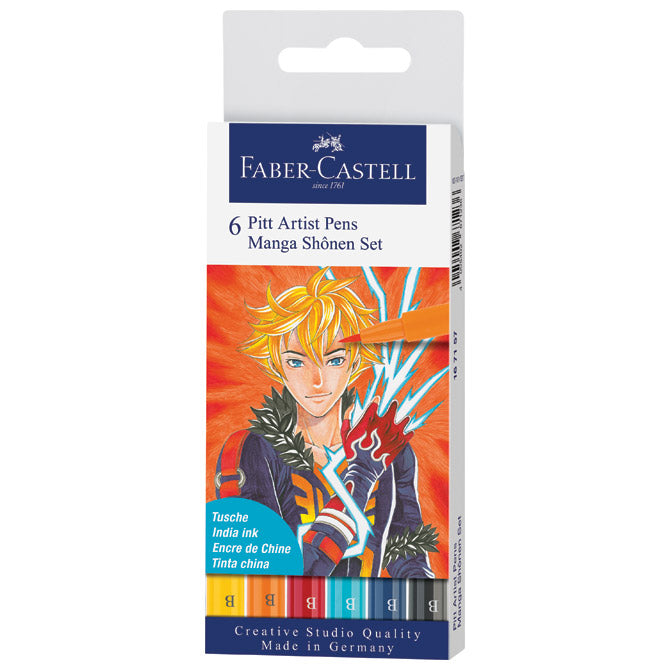 FLOMASTER PITT ARTIST  6 BARV MANGA SHONEN FABER CASTELL 167157 BLISTER
