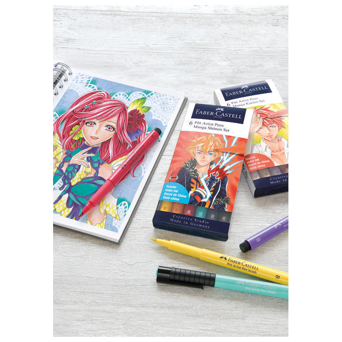 FLOMASTER PITT ARTIST  6 BARV MANGA SHONEN FABER CASTELL 167157 BLISTER