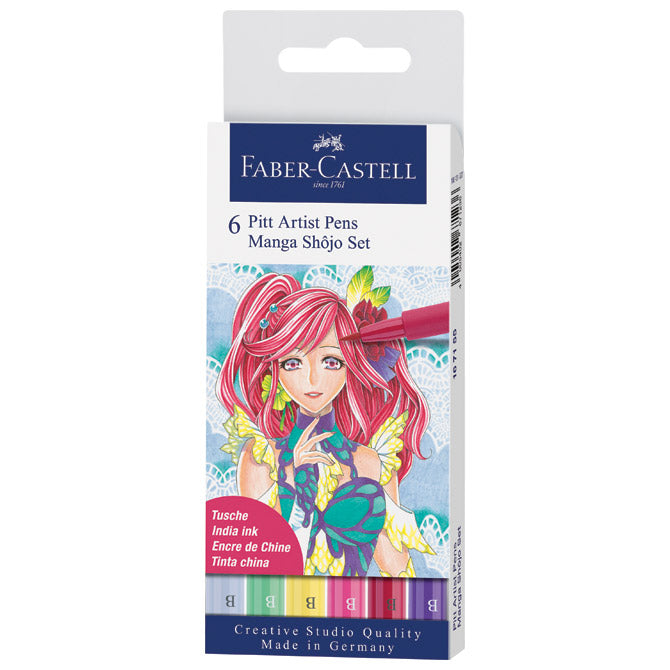 FLOMASTER PITT ARTIST  6BOJA MANGA SHOJO FABER CASTELL 167155 BLISTER