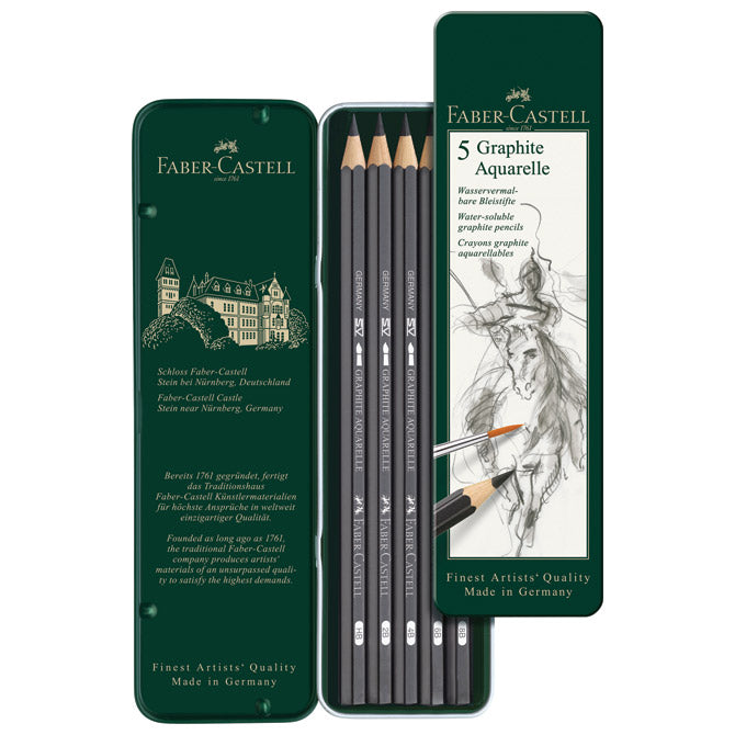 SVINČNIK GRAFITNI PK5 V KOVINSKI ŠKATLI AQUARELLE FABER CASTELL 117805