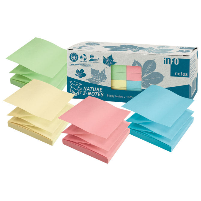 Samolepilni blok "Z" 75x75mm 12x100L Nature Global Notes 5644-88box sortirano