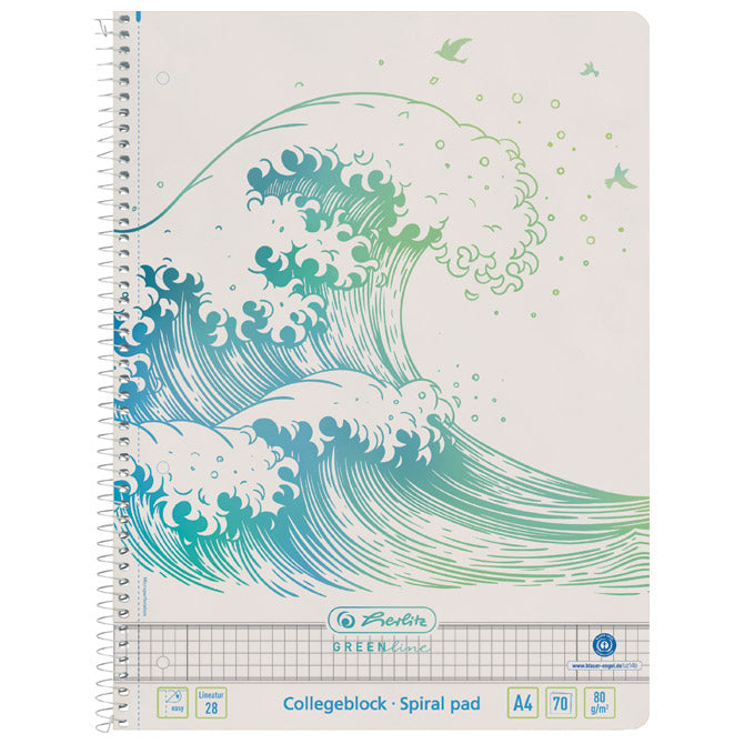 BLOK ZVEZEK A4 KARO 70L GREENLINE WAVE HERLITZ 50033478