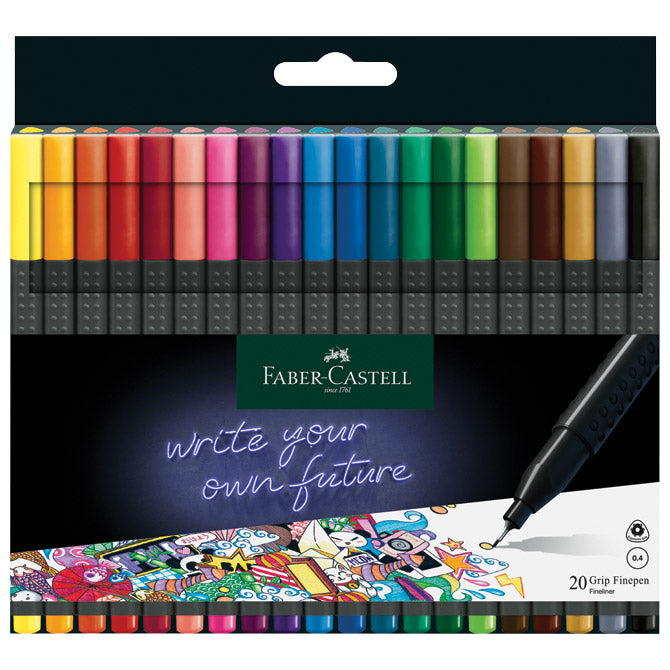 Flomaster fineliner 0,4mm grip 20barv faber castell 151620 sortirano blister