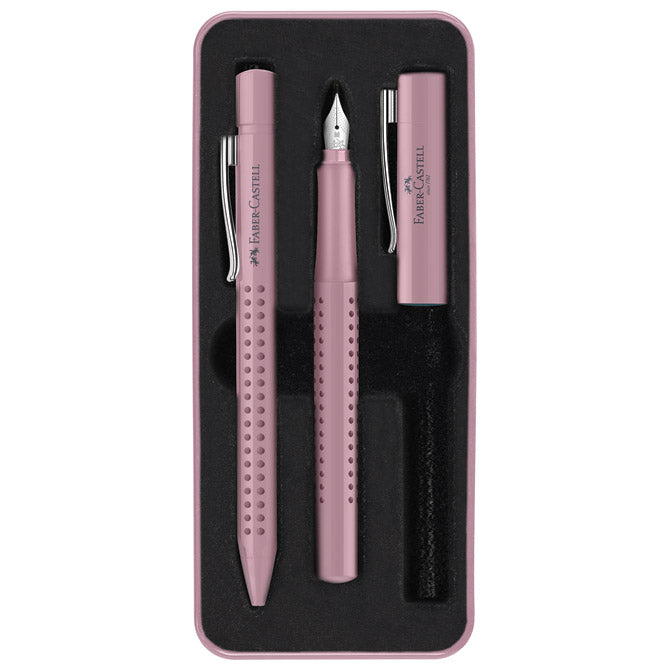 KOMPLET KEMIČNI SVINČNIK IN NALIVNO PERO GRIP 2010 HARMONY V KOVINSKI ŠKATLI FABER CASTELL 201528 ROZA