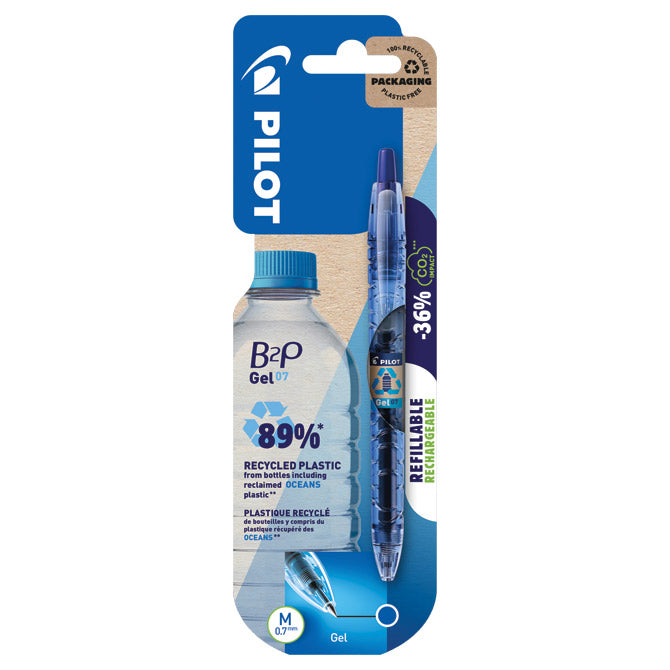 ROLER GEL 0,7 MM BOTTLE TO PEN BEGREEN PILOT BL-B2P-7-BG PLAVI BLISTER