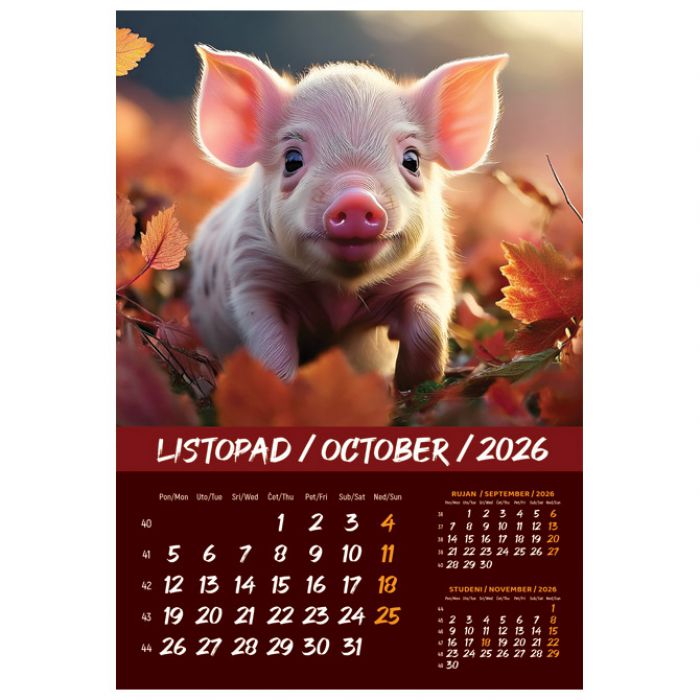 KALENDAR "KUĆNI LJUBIMCI 2026" 13 LISTOVA, SPIRALA