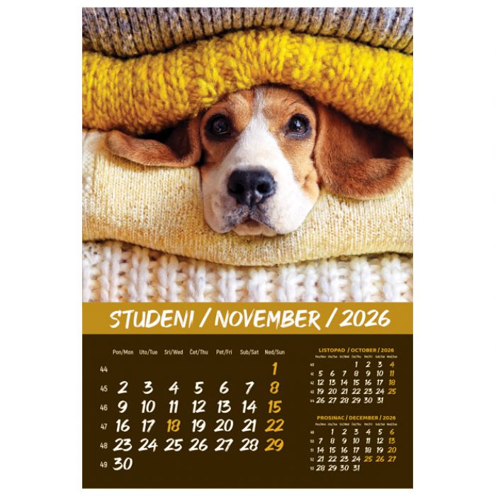 KALENDAR "KUĆNI LJUBIMCI 2026" 13 LISTOVA, SPIRALA