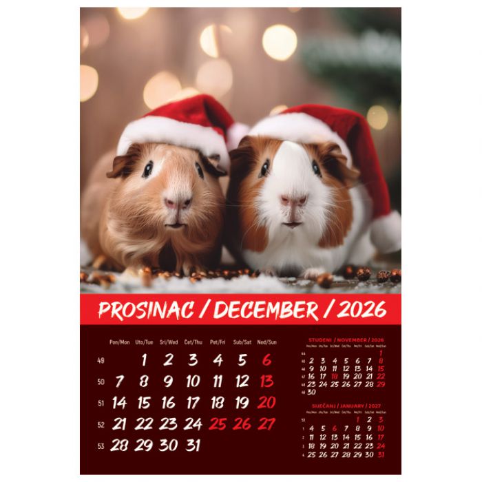 KALENDAR "KUĆNI LJUBIMCI 2026" 13 LISTOVA, SPIRALA
