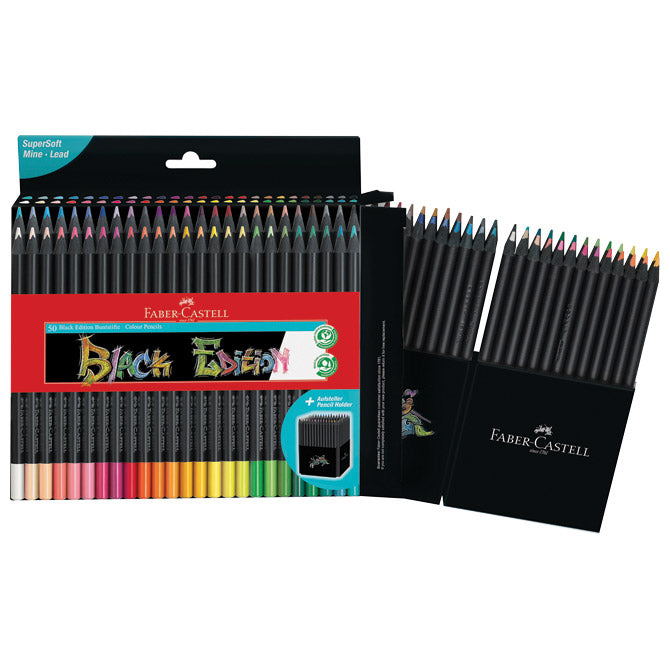 Barvice lesene 50 barv trikotne black edition faber castell 116450 blister