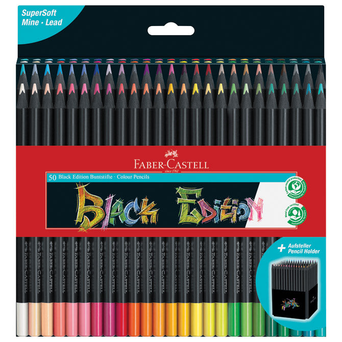 Barvice lesene 50 barv trikotne black edition faber castell 116450 blister