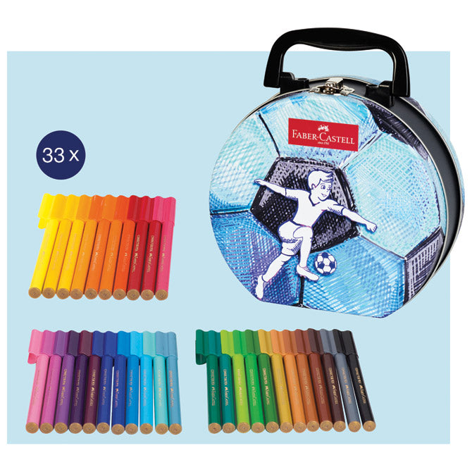 FLOMASTER ŠKOLSKI  33BOJE U METALNOJ KUTIJI CONNECTOR SOCCER FABER CASTELL 155538