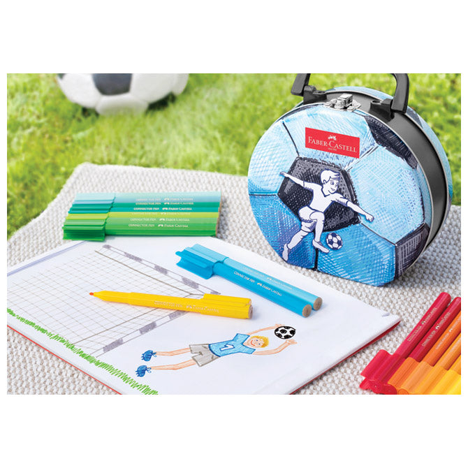 FLOMASTER ŠKOLSKI  33BOJE U METALNOJ KUTIJI CONNECTOR SOCCER FABER CASTELL 155538
