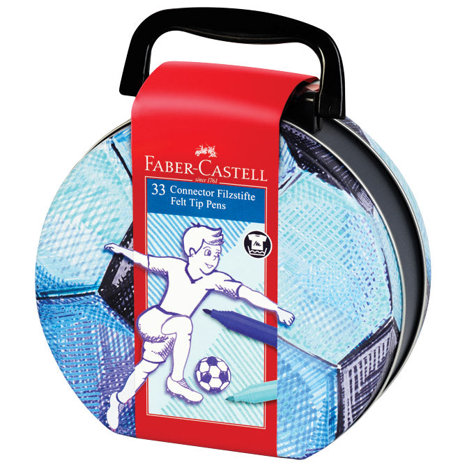 FLOMASTER ŠOLSKI 33BARVE V KOVINSKI ŠKATLI CONNECTOR SOCCER FABER CASTELL 155538