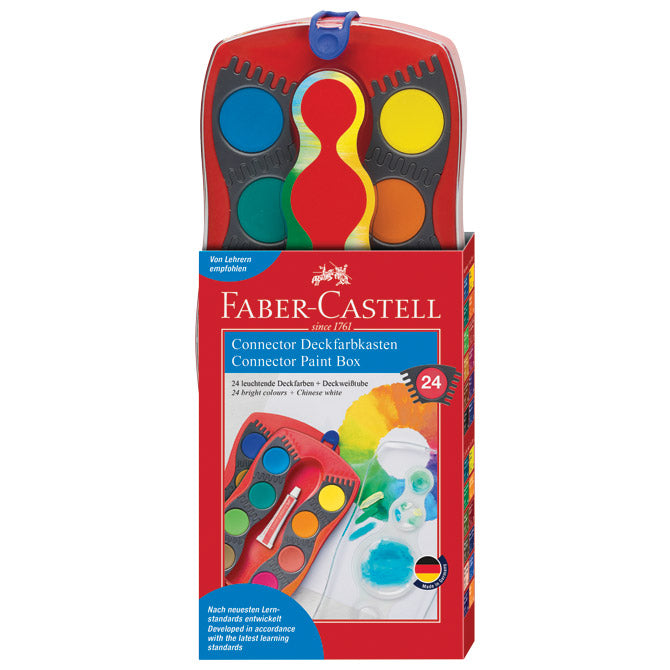 Boja vodena fi 24mm 24boje plus bijela tempera connector faber castell 125031