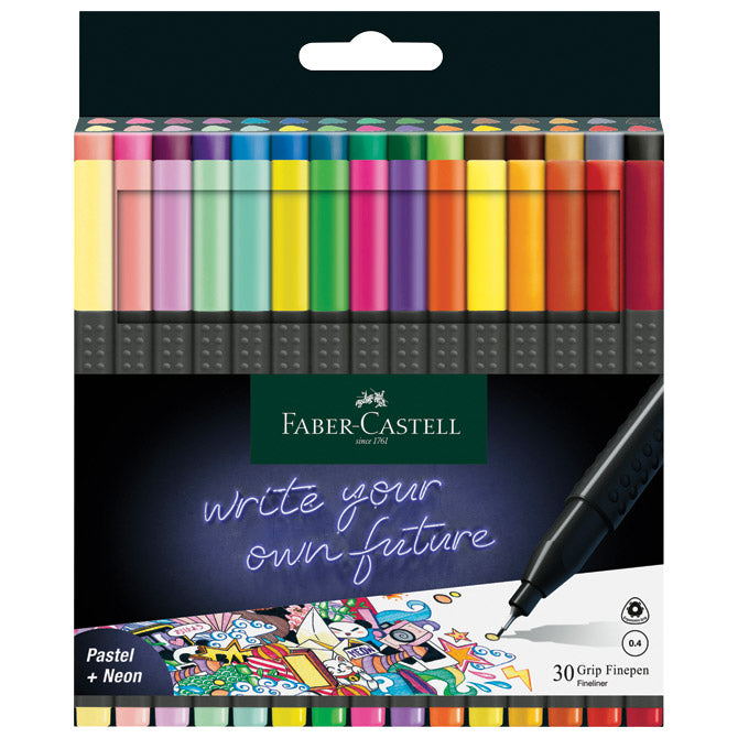 Flomaster fineliner 0,4mm grip 30barv Faber Castell 151630 sortirano blister