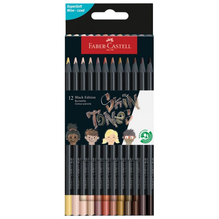 BOJE DRVENE  12BOJA TROKUTASTE BLACK EDITION SKIN TONES FABER CASTELL 116414 BLISTER * DO ISTEKA ZALIHA