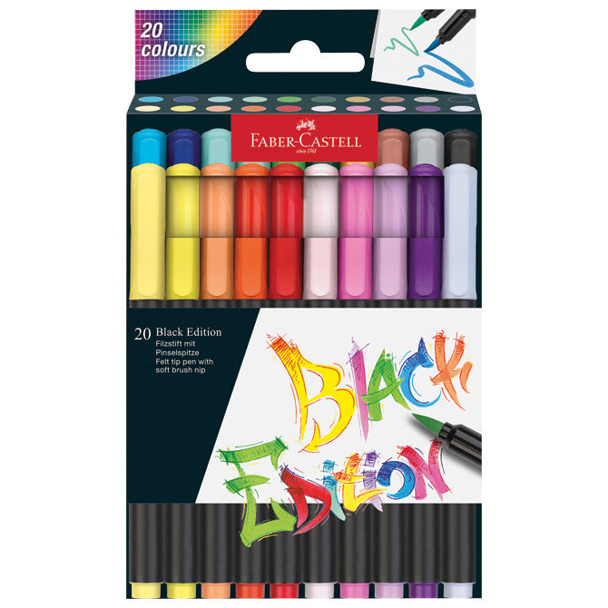 FLOMASTER BRUSHPEN 20BOJA BLACK EDITION FABER CASTELL 116452 BLISTER