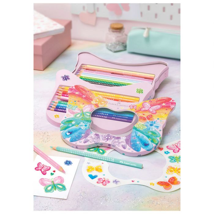 BOJE DRVENE  20BOJA METALNA KUTIJA SPARKLE BUTTERFLY FABER CASTELL 201971