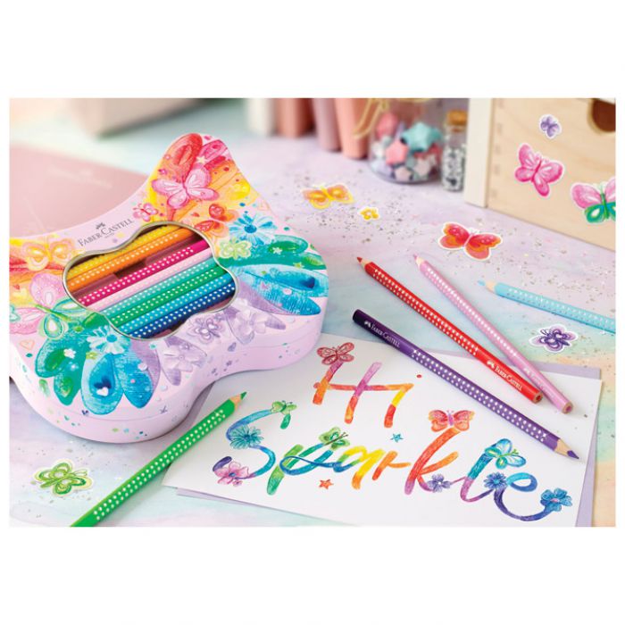 BOJE DRVENE  20BOJA METALNA KUTIJA SPARKLE BUTTERFLY FABER CASTELL 201971
