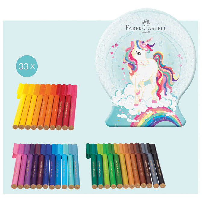 FLOMASTER ŠKOLSKI  33BOJE U METALNOJ KUTIJI CONNECTOR UNICORN FABER CASTELL 155544