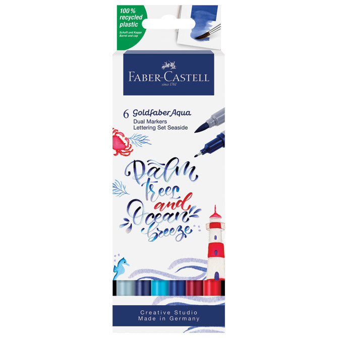 MARKER OBOSTRANI AKVAREL  6BOJA LETTERING SEA GOLDFABER FABER CASTELL 164519 SORT. BLISTER