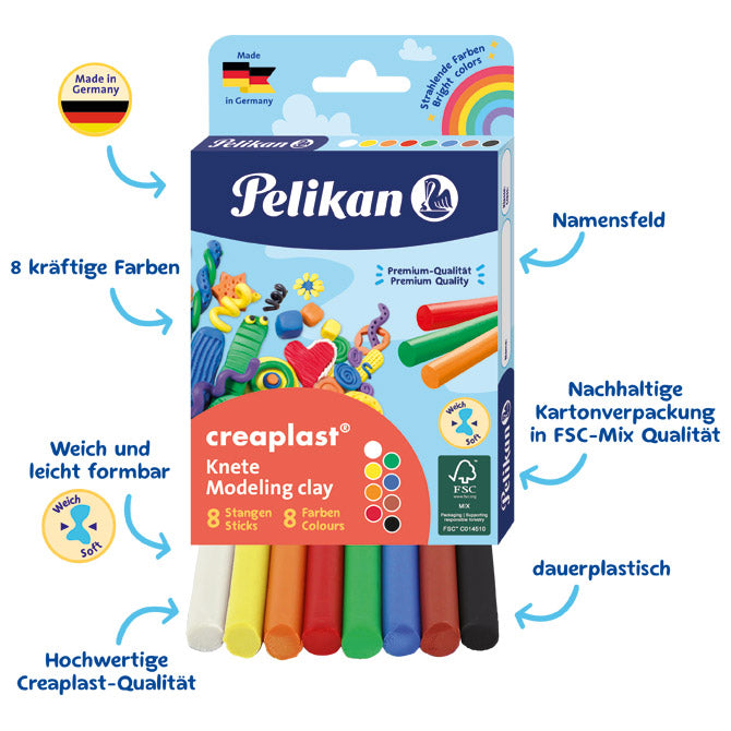 Plastelin 8 barv karton creaplast pelikan 606035 blister