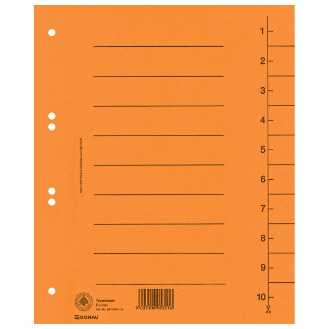 PREGRADA KARTONSKA A4 250G PK100 DONAU 8610001-12 NARANČASTA