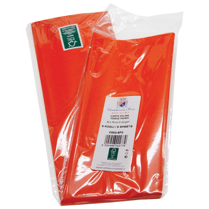 OKRASNI PAPIR TISSUE 50X76CM PK6 CARTOTECNICA ROSSI F082 ORANŽNI BLIS.