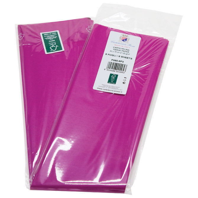 DEKORATIVNI PAPIR TISSUE 50X76CM PK6 CARTOTECNICA ROSSI F065 FUKSIJA BLIS.