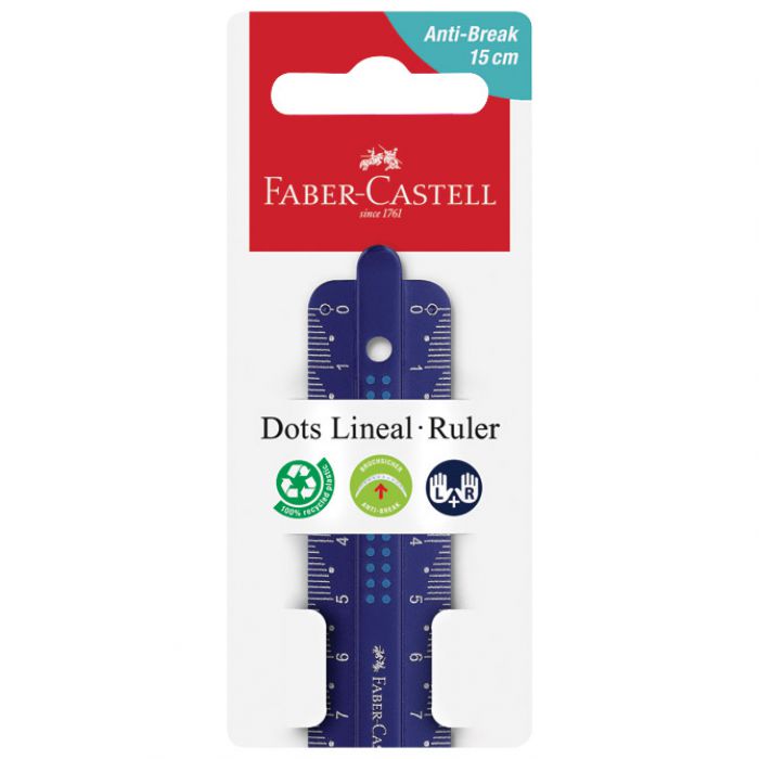 Ravnalo pvc 15cm Dots Faber-Castell 172115 sort blister