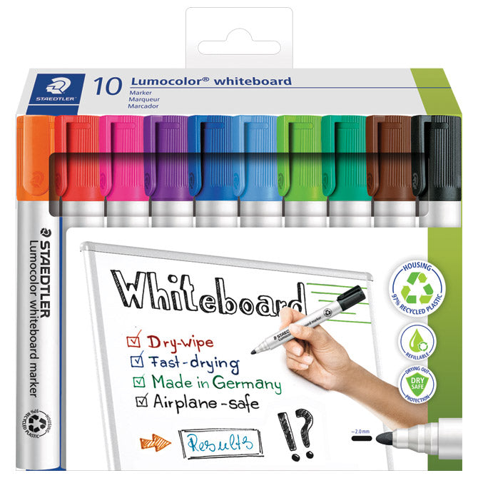 MARKER ZA BIJELU PLOČU 2MM PK10 RECIKLIRANI LUMOCOLOR STAEDTLER 351 C10 SORT