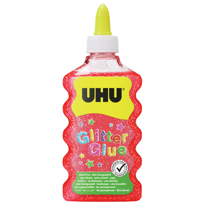 LEPILO GLITTER GLUE 177ML UHU RDEČE