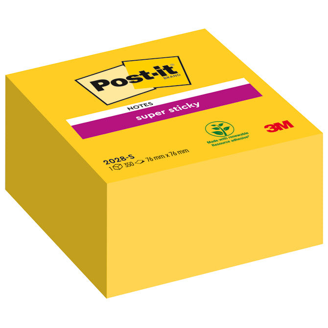BLOK SAMOLJEPLJIV KOCKA 76X76MM 350L SUPER STICKY POST-IT 3M.2028S ŽUTI