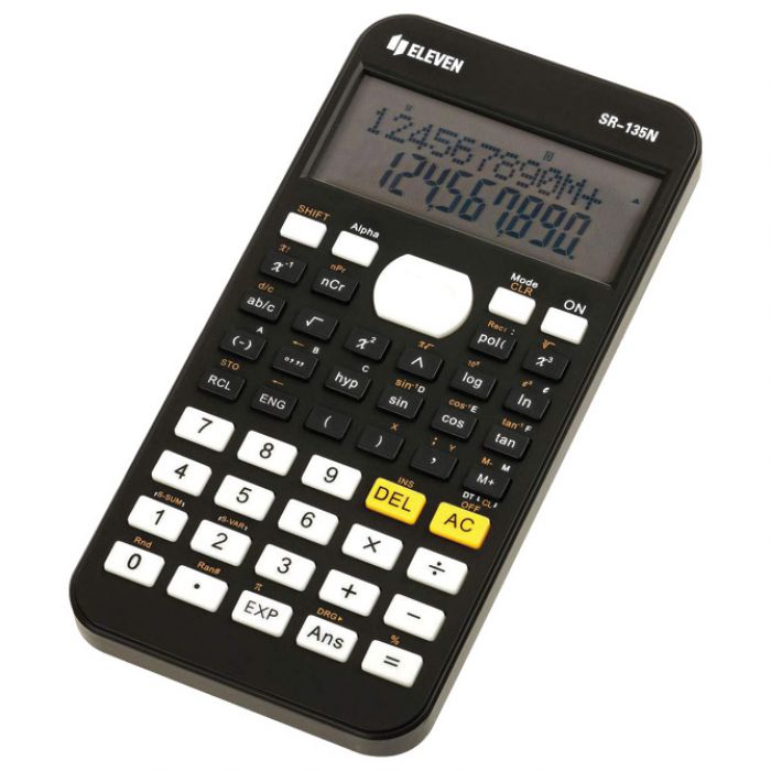 KALKULATOR TEHNIČKI 10 PLUS 2MJESTA 240 FUNKCIJA ELEVEN SR-135N CRNI