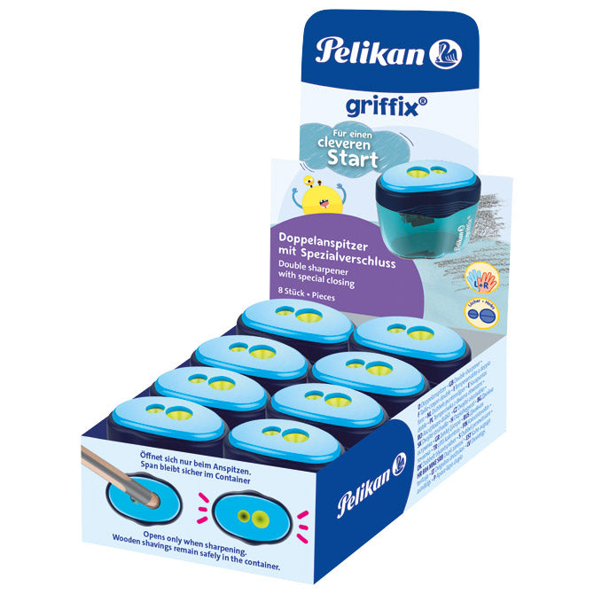 ŠILJILO PVC S PVC ŠKATLO 2 LUKNJI GRIFFIX PELIKAN 701280 SORTIRANO