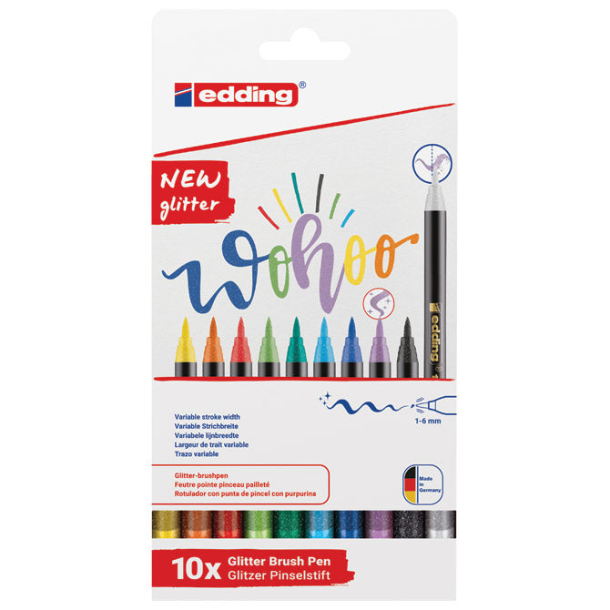 FLOMASTER BRUSHPEN 1-6MM 10BOJA GLITTER EDDING 1340/10 BLISTER