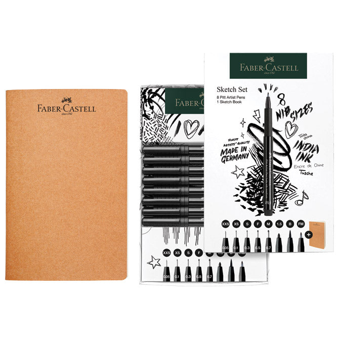 SET PITT ARTIST PEN PLUS SKETCHBOOK PK9 FABER CASTELL 267102