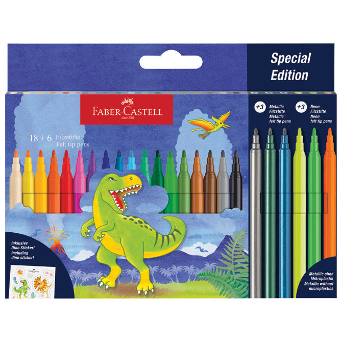 FLOMASTER ŠKOLSKI  18 PLUS 6BOJA DINO FABER CASTELL 554222 BLISTER