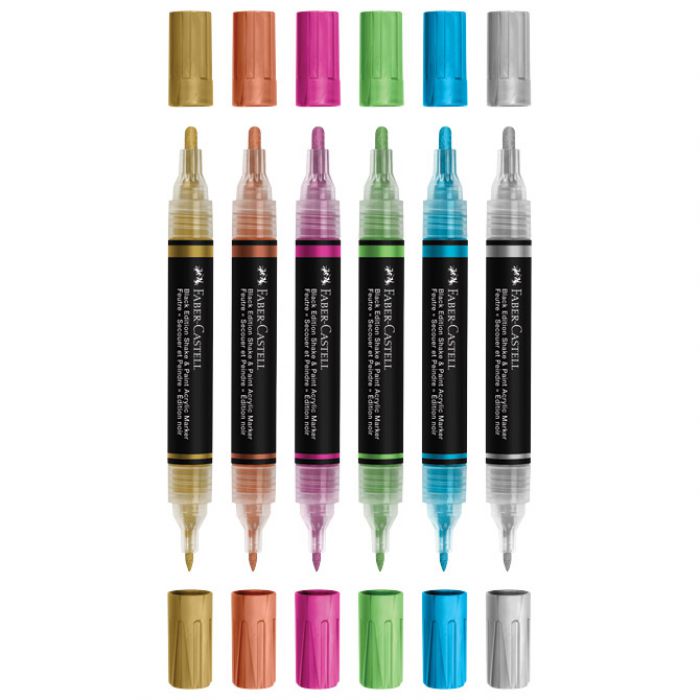 MARKER AKRILNI OBOSTRANI SHAKE&PAINT METALLIC FABER CASTELL 285517/6BOJA BLISTER