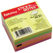 BLOK SAMOLJEPLJIV KOCKA 75X75 MM 400L FOROFFICE 5 BOJA NEON